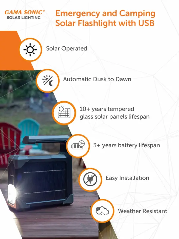 Solar Emergency Flashlight and Camping Lantern with USB Charging - Image 4