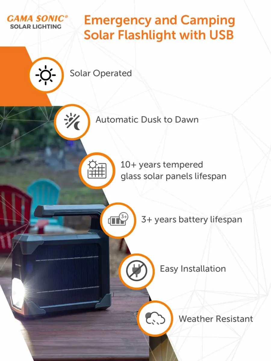 Solar Emergency Flashlight and Camping Lantern with USB Charging - Image 4