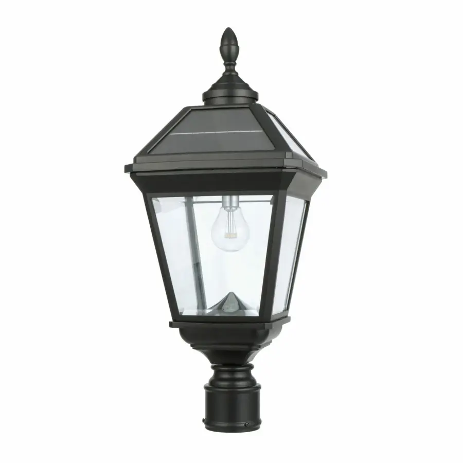 Imperial Bulb Solar Post Light with Trapezoidal Panels - Image 1