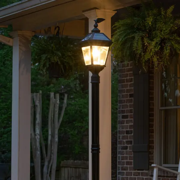 The Imperial Bulb combines classic design with modern solar efficiency. Cast aluminum construction ensures durability, while trapezoidal solar panels maximize charging. Perfect for eco-conscious properties seeking traditional aesthetics. - alternate view