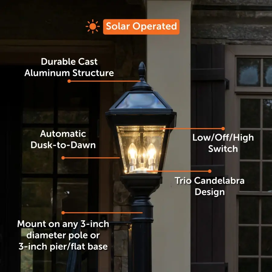 Imperial Trio Bulb Solar Post Light - Image 4