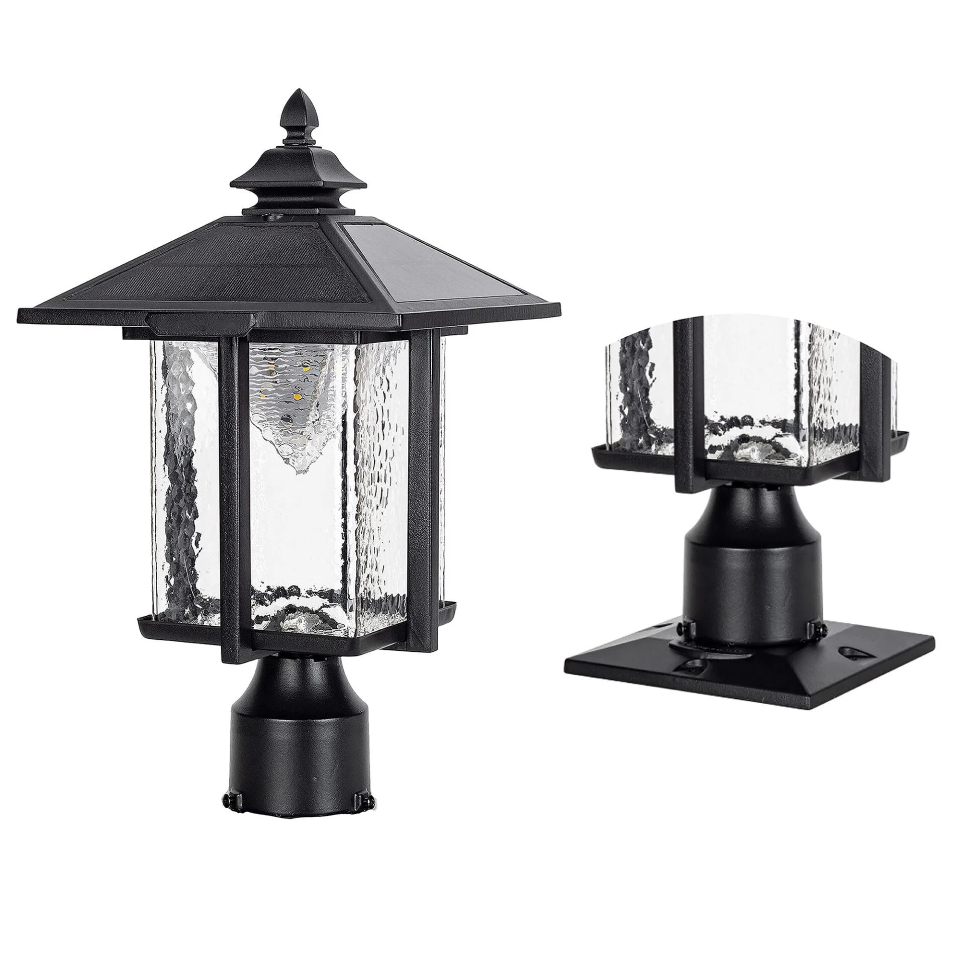 Casita Solar Post Light with Beveled Glass
