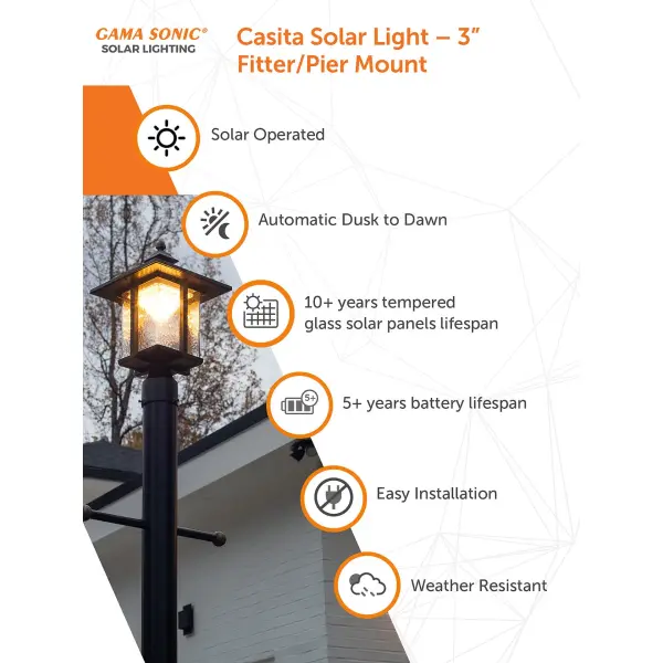 Casita Solar Post Light with Beveled Glass - Image 4