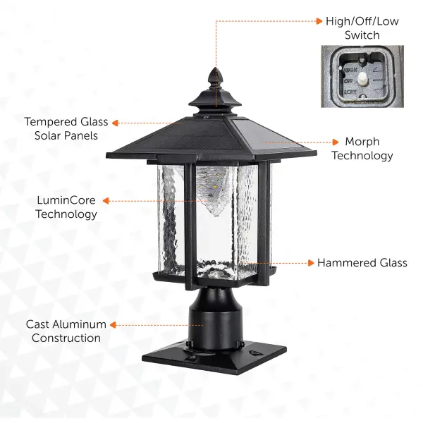 Casita Solar Post Light with Beveled Glass - Image 7