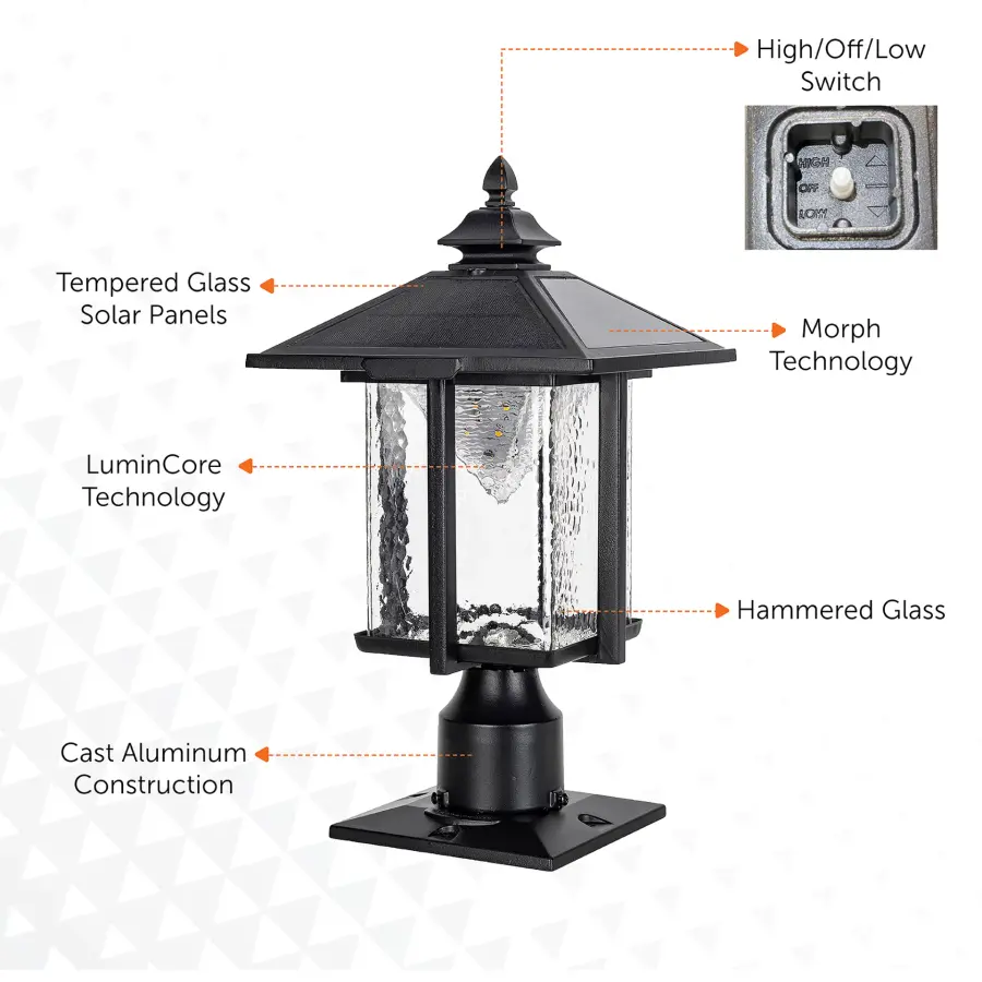 Casita Solar Post Light with Beveled Glass - Image 7
