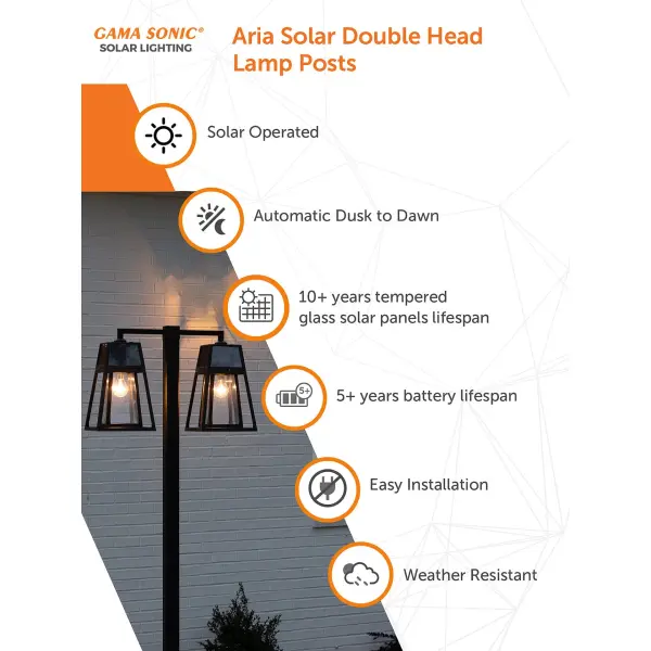 Aria Solar Double-Head Post Light - Image 4
