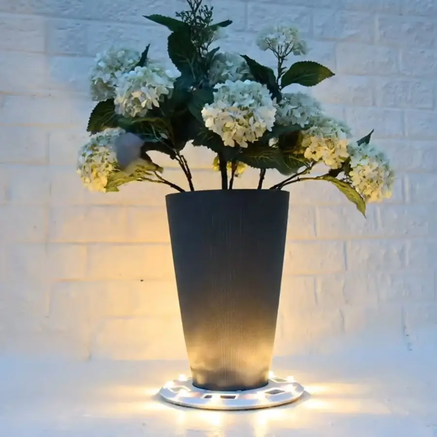 Grand Solar Uplight Planter Base - 15" Wireless Outdoor Accent Light - Image 3