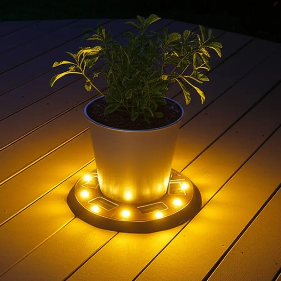 Grand Solar Uplight Planter Base - 15" Wireless Outdoor Accent Light - Image 4