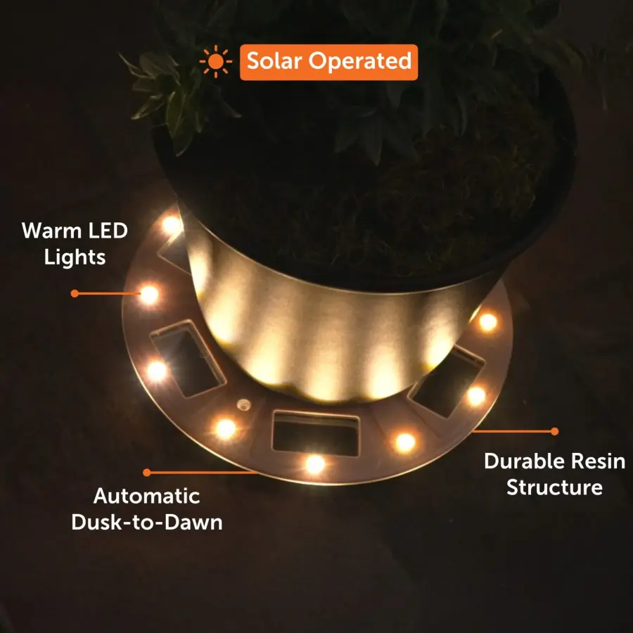 Grand Solar Uplight Planter Base - 15" Wireless Outdoor Accent Light - Image 7