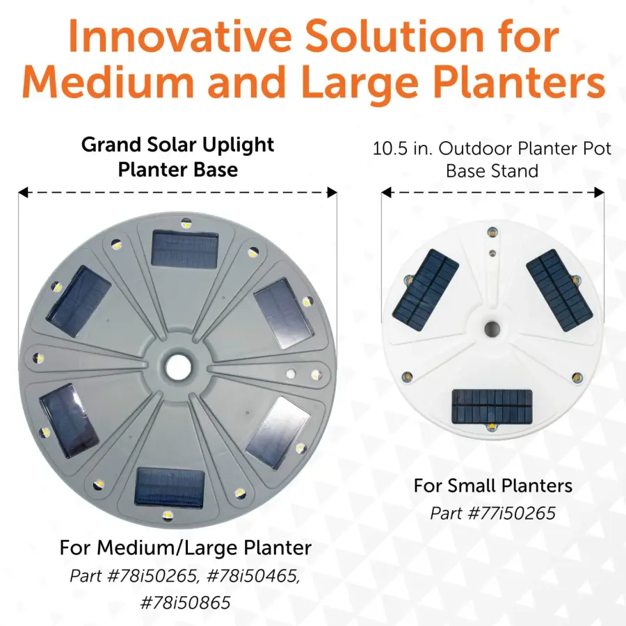 Grand Solar Uplight Planter Base - 15" Wireless Outdoor Accent Light - Image 9