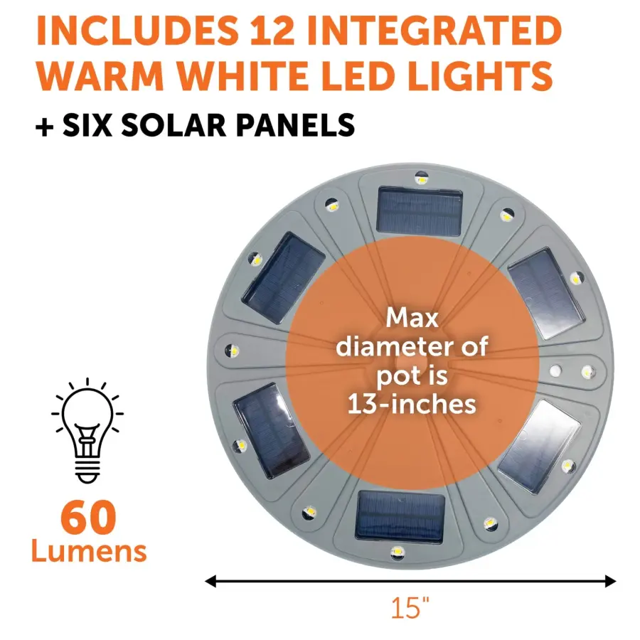Grand Solar Uplight Planter Base - 15" Wireless Outdoor Accent Light - Image 10