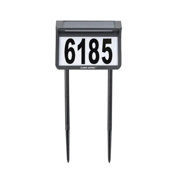 Eco-friendly solar address light with dual-color LED illumination ensures your home is easily identifiable at night. Features customizable peel-and-stick numbers, automatic dusk-to-dawn operation, and versatile mounting options. - alternate view