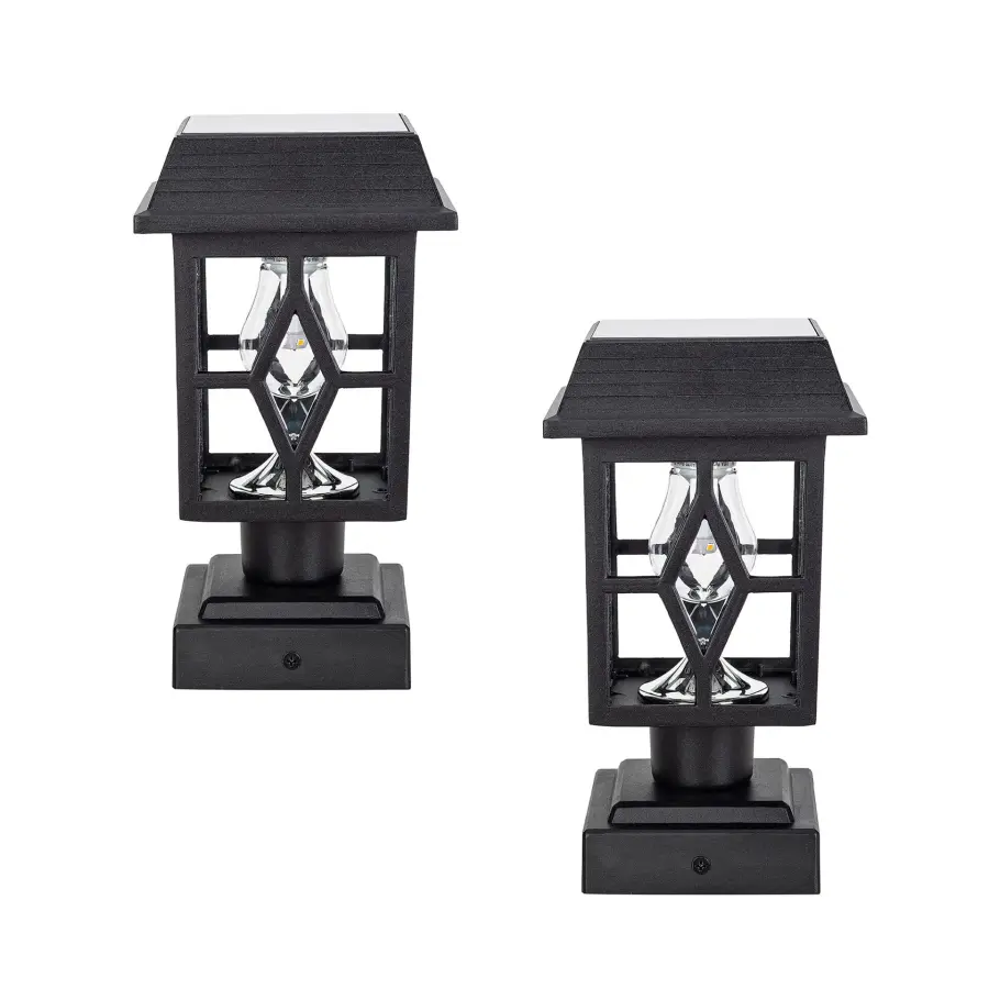 Luna II Solar Post Cap Light - Black 2-Pack - Image 1