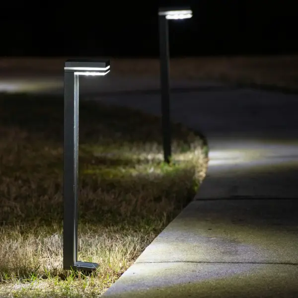 The Sentry Modern Solar Pathway Light delivers 60 lumens per fixture with customizable accent colors. Features automatic dusk-to-dawn operation, DIY stake installation, and 2-night runtime without direct sunlight. - alternate view