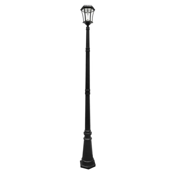 This 90-inch solar lamp post combines 19th-century Victorian elegance with eco-friendly LED technology. The rust-resistant cast aluminum construction and 150-lumen output make it ideal for pathway illumination without electricity costs.