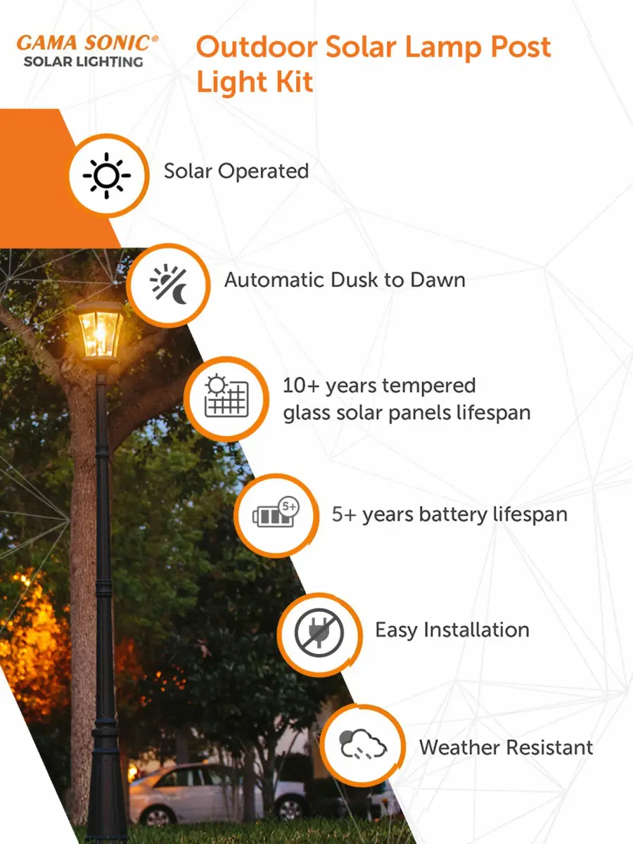 Victorian Bulb Solar Lamp Post with LED Light Bulb - Single Lamp - Image 4