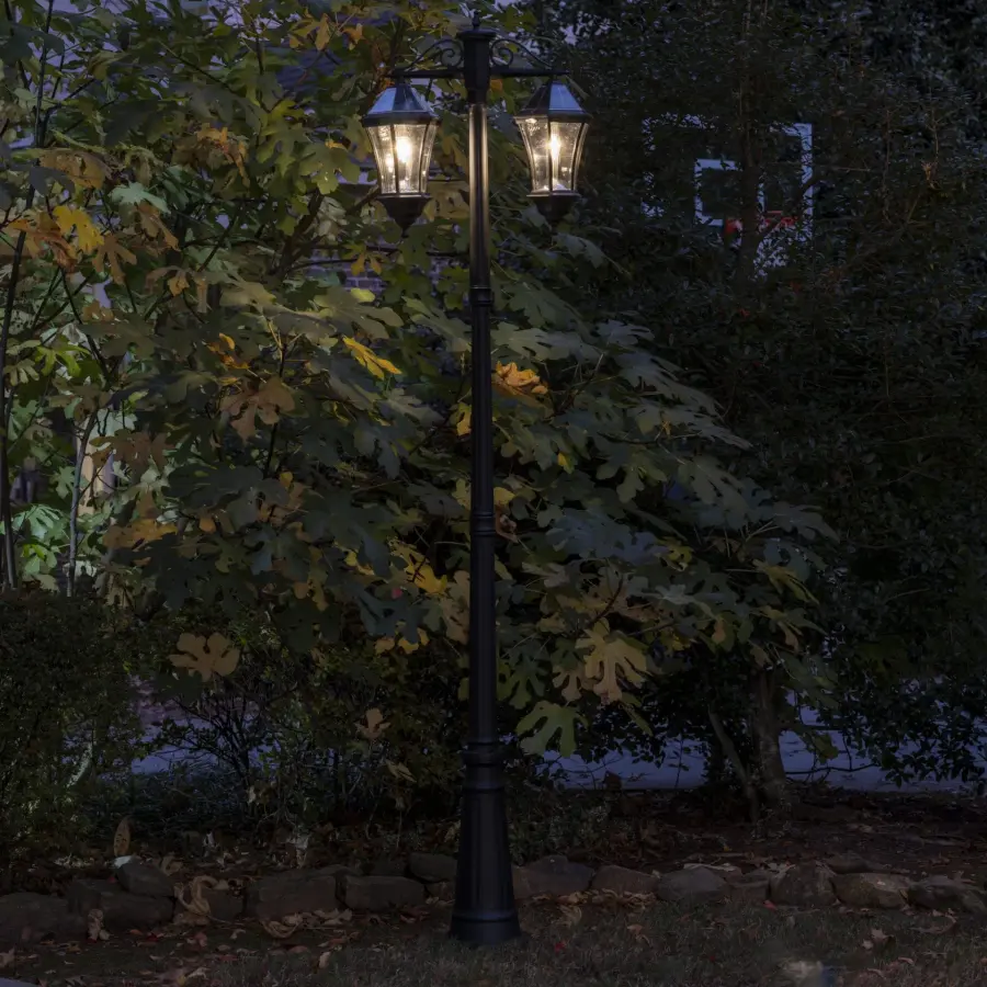 Victorian Morph Solar Lamp Post with Double Downward Lights - Image 2