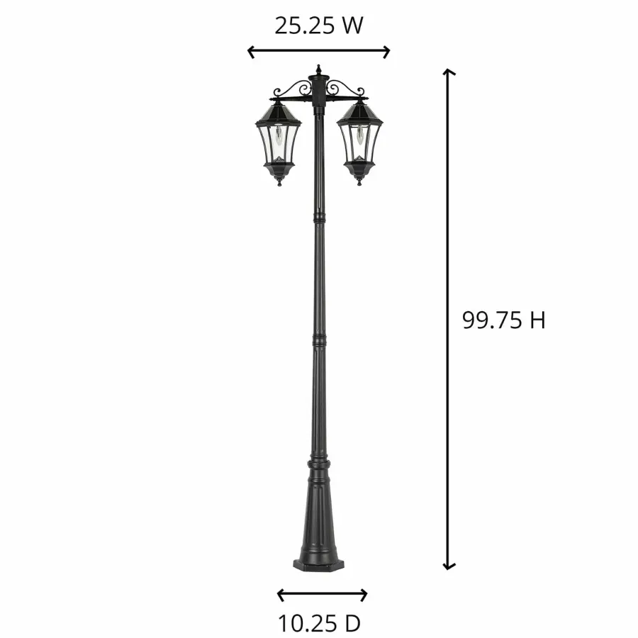 Victorian Morph Solar Lamp Post with Double Downward Lights - Image 11