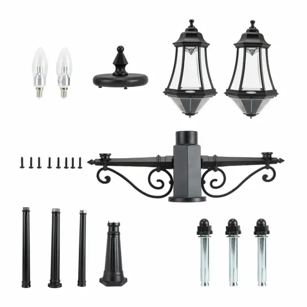 Victorian Morph Solar Lamp Post with Double Downward Lights - Image 15