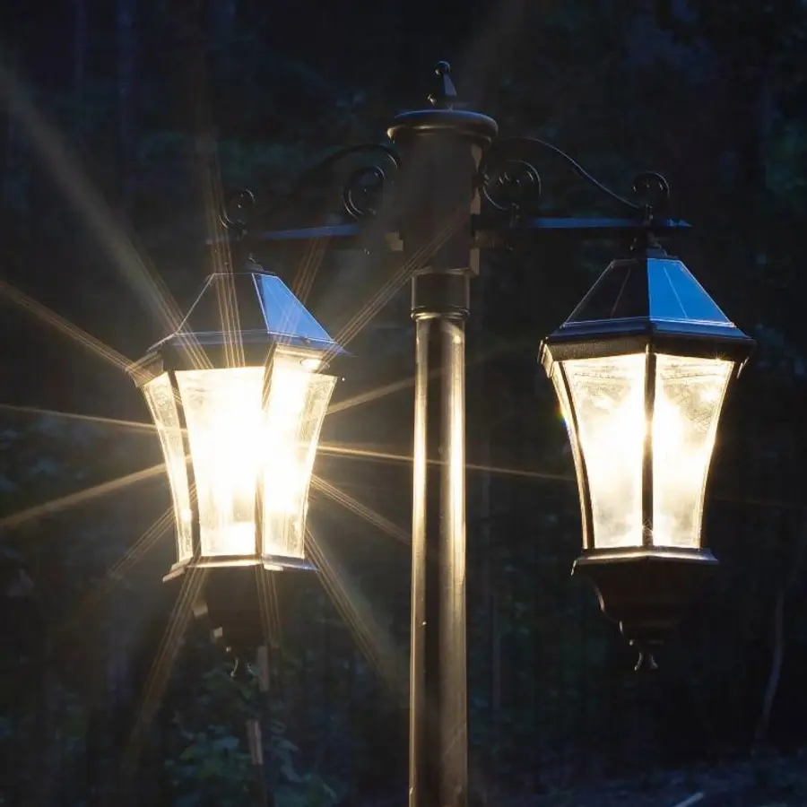 Victorian Morph Solar Lamp Post with Double Downward Lights - Image 4