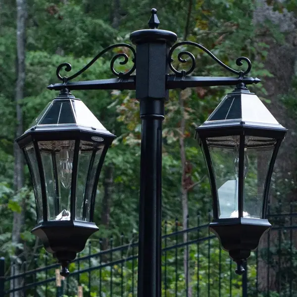 Victorian Morph Solar Lamp Post with Double Downward Lights - Image 5
