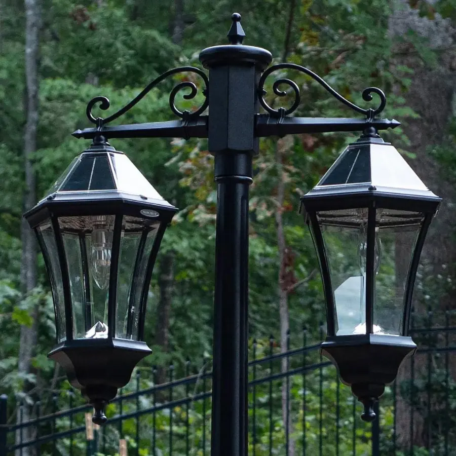 Victorian Morph Solar Lamp Post with Double Downward Lights - Image 5