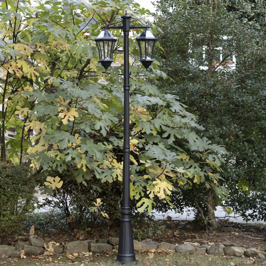 Victorian Morph Solar Lamp Post with Double Downward Lights - Image 6