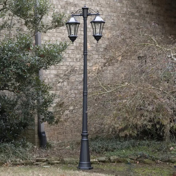 Victorian Morph Solar Lamp Post with Double Downward Lights - Image 7