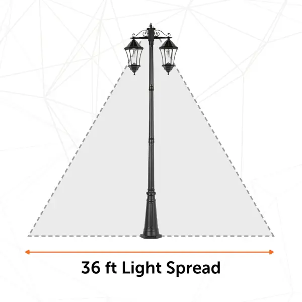 Victorian Morph Solar Lamp Post with Double Downward Lights - Image 10