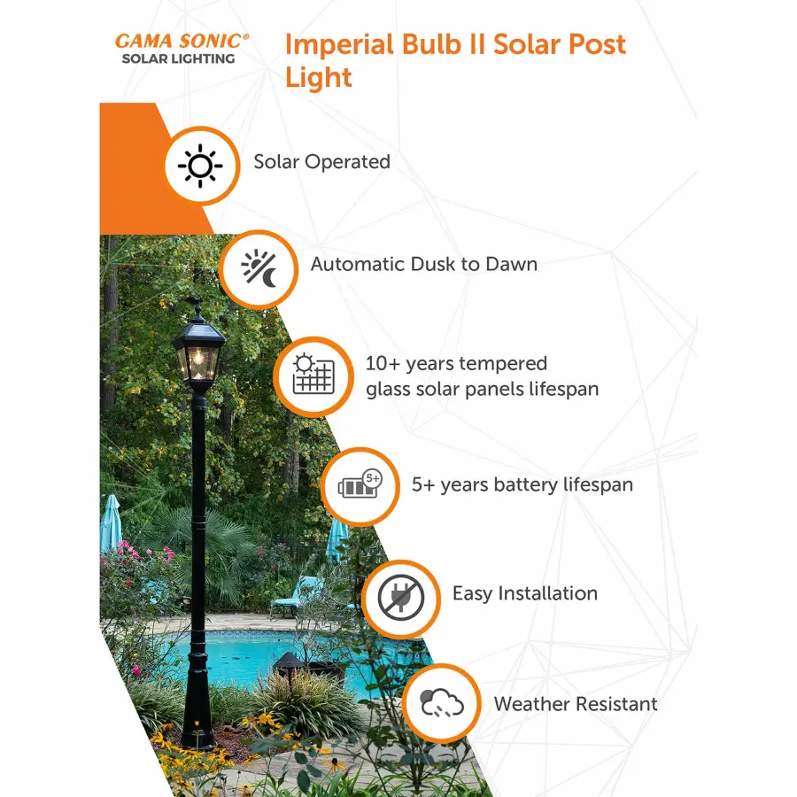 Imperial Bulb II Solar Post Light with 3" Fitter - Image 3