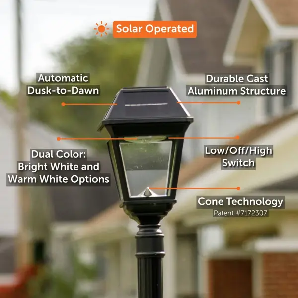 Imperial III Commercial Solar Post Light with Dual Color - Image 5
