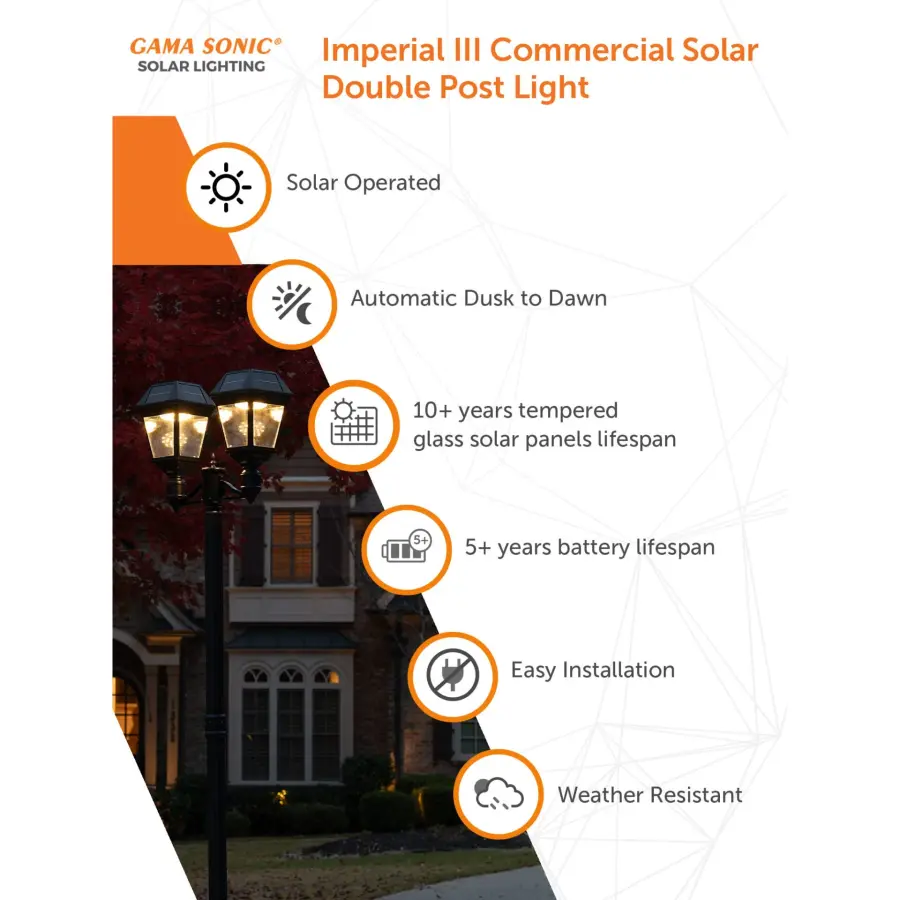 Imperial III Commercial Solar Double Post Light - Image 4