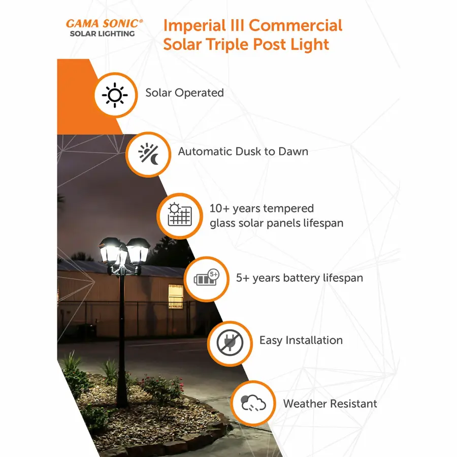 Imperial III Commercial Solar Triple Post Light - Image 6