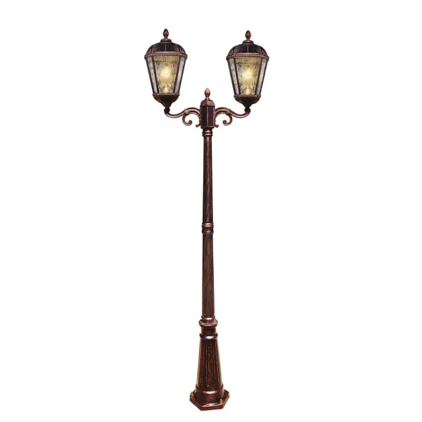 The Royal Bulb combines classic New Orleans-inspired design with modern solar technology. Standing 89 inches tall with dual lamp heads, it delivers 300 lumens of warm white light for up to 2 nights per charge with zero wiring required.