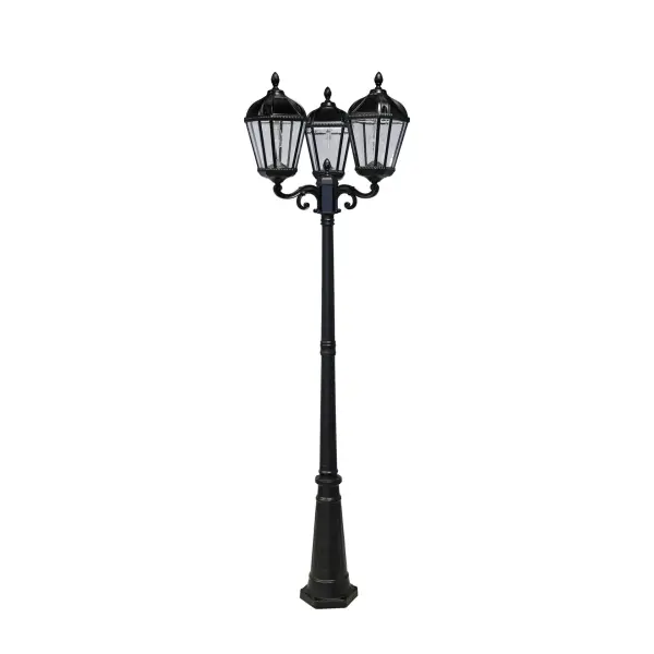 The Royal Bulb Triple Solar Lamp Post combines timeless design with cutting-edge solar technology. Three patented GS Solar LED Bulbs deliver 450 lumens of warm light for up to 2 nights per charge, with no wiring required.