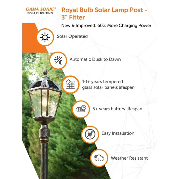 Royal Bulb Solar Post Light with GS Solar LED Bulb - Image 19