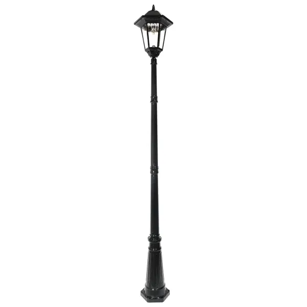 The Windsor Bulb Solar Lamp Post combines traditional elegance with modern solar efficiency. Standing 96 inches tall with weather-resistant cast aluminum construction, it features advanced Morph Solar Panel Technology for 33% more brightness and 65% more charging power. The warm-white LED bulb provides 200 lumens for up to 2 nights on a full charge with zero wiring required.