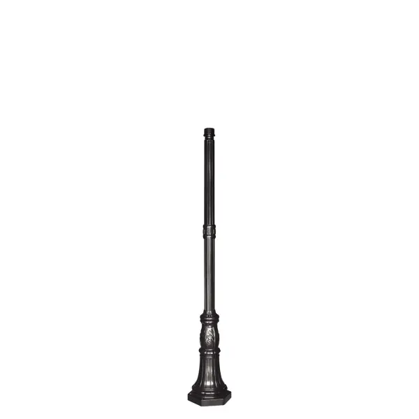 This 6.5-foot cast-aluminum pole combines commercial durability with decorative appeal. Weather-resistant and rust-proof with a glossy black finish, it features an intricate base design and 3-inch fitter mount compatibility.