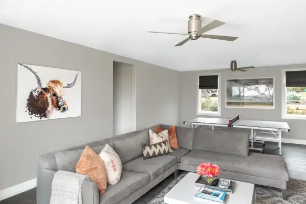 The Lapa Flush delivers powerful airflow in a space-saving design perfect for rooms with limited ceiling height. Its clean, modern aesthetic and AC motor reliability make it ideal for contemporary homes. - alternate view
