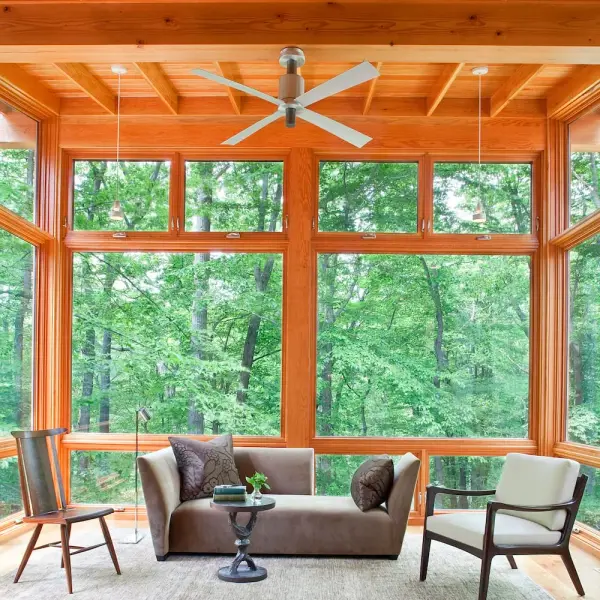 The Pensi DC 52" combines contemporary design with advanced DC motor efficiency. Perfect for medium to large rooms, this standard mount fan delivers quiet operation and energy savings with modern aesthetic appeal.