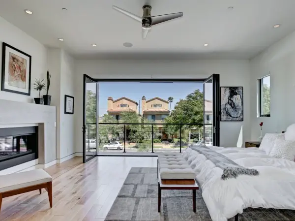 The Velo Flush DC combines modern minimalist design with energy-efficient DC motor technology in a 48-inch flush mount configuration, making it ideal for rooms with lower ceilings where traditional fans won't fit. - alternate view