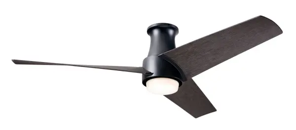 Ambit Flush DC Fan- Matte Black Finish, 56" Ebony Blades, 17W LED (Matte Black Trim), Wall/Remote Combo Control Collection: Ambit Flush DC Weight: 16.00 lb Maximum Wattage: 17.00 W Bulb Type: LED Light Source: LED Light Output: 1530.00 lm Delivered Lumens: 980.00 lm Color Temperature: 3000 K CRI: 90 Rated Average Life: 45,000 Airflow: 2982 CFM Electricity Use: 17 W Airflow Efficiency: 171 CFM/W Material: Die Cast Aluminum Country of Origin: Taiwan (ROC) Safety Listing: ETL Safety Rating: Dry/Damp Title 20 Title 24 LED