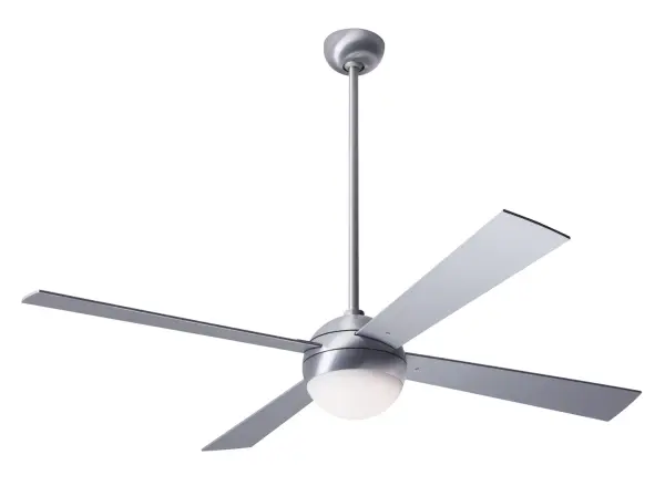 Ball Fan, Brushed Aluminum Finish, 42" Aluminum Blades, 20W LED, Fan Speed and Light Control (3-wire) Collection: Ball Designer: Ron Rezek Finish: Brushed Aluminum Notes: Hand brushed aluminum and clear lacquer Weight: 16.00 lb Maximum Wattage: 20.00 W Bulb Type: LED Light Source: LED Light Output: 1800.00 lm Delivered Lumens: 1040.00 lm Color Temperature: 3000 K CRI: 90 Rated Average Life: 45,000 Airflow: 3085 CFM Electricity Use: 39 W Airflow Efficiency: 78 CFM/W Blade Pitch: 12° Blade Span: 42`` Blade Finish: Aluminum Control: Fan Speed and Light Control (3-wire) Material: Die Cast Aluminum Country of Origin: Taiwan (ROC) Safety Listing: ETL Safety Rating: Dry/Damp Title 20 Title 24 LED
