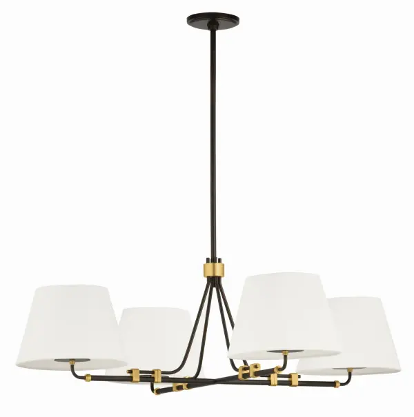 This Hudson Valley chandelier combines classic elegance with contemporary sensibility. The aged brass finish adds warmth and sophistication, while the four-light configuration provides ample illumination for dining and gathering spaces.