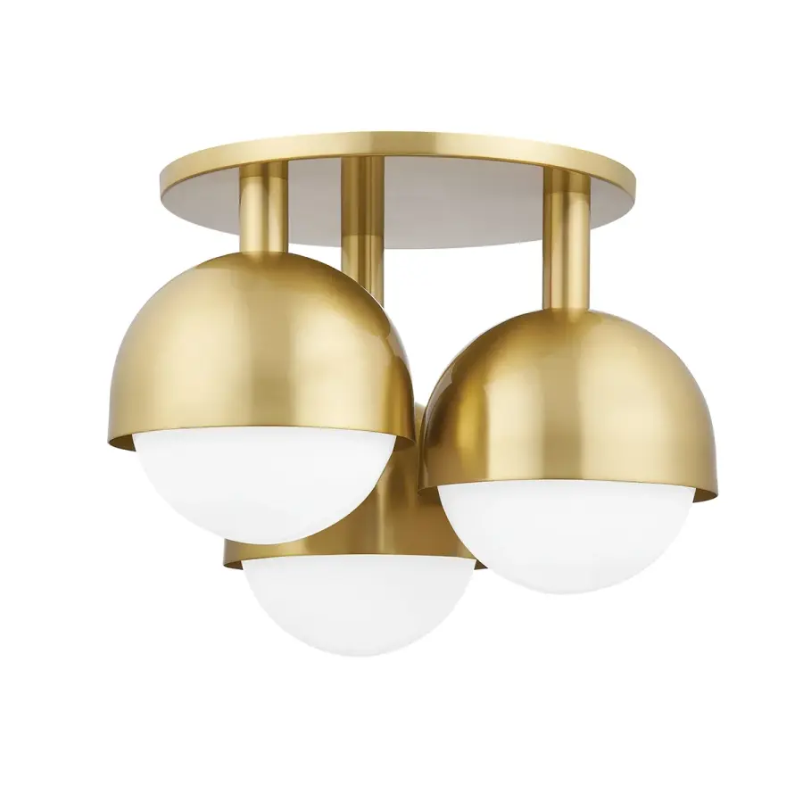 Foster 3-Light Semi-Flush Mount in Aged Brass - Image 1