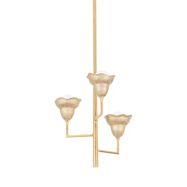 This Hudson Valley chandelier brings timeless elegance with its vintage gold leaf finish and gilded ivory accents. The three-light configuration provides balanced illumination for intimate spaces while the traditional styling adds refined character.