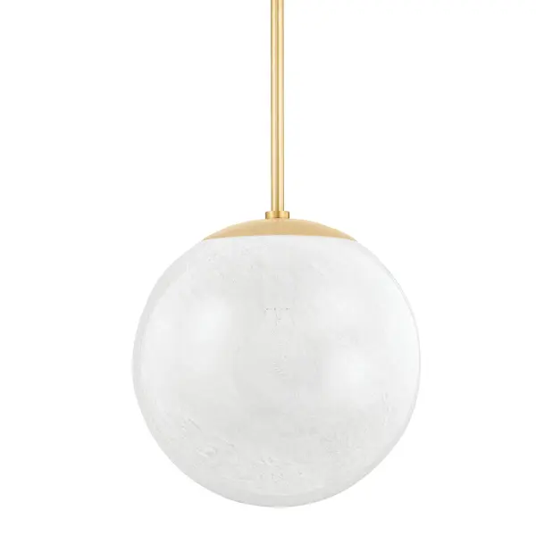 Burlington elevates the classic globe pendant with sophisticated cloud-etched glass that creates a mesmerizing visual whether lit or unlit. The aged brass finish and thoughtful proportions make it versatile enough for traditional and transitional spaces alike.