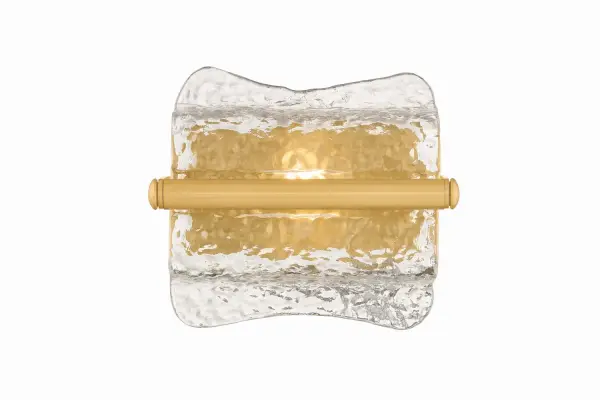 The Fosterdale sconce draws on an anthropomorphic design language reminiscent of Elsa Peretti. Stacked clear piastra glass shades curve into the wall like ice melting around the light source. A slender cylindrical tube finished in Aged Brass secures the glass at the center while shielding the candelabra bulbs from direct view. Thoughtfully scaled for bath and powder rooms, Fosterdale can be oriented vertically or horizontally as needed. Available with 1-4 lights. Collection: Fosterdale Designer: Hudson Valley Lighting Finish: Aged Brass Glass: Clear Optic Width: 8.25" Height: 10.00" Weight: 4.40 lb Extension from Wall: 4.00" Canopy: 4.25"x7.75" Number of Bulbs: 1 Maximum Wattage: 10.00 W Bulb Type: B11 Bulb Base: E12 Candelabra Voltage: 120.00 V Material: Glass Country of Origin: VN Safety Listing: UL/cUL Safety Rating: Damp ADA Manufacturer Warranty: 1 Year Limited Manufacturer Spec Sheet Instructions