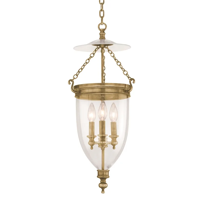 Hanover 3-Light Pendant in Aged Brass