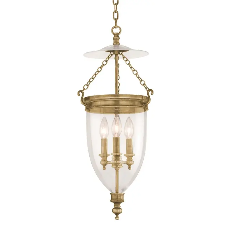 Hanover 3-Light Pendant in Aged Brass